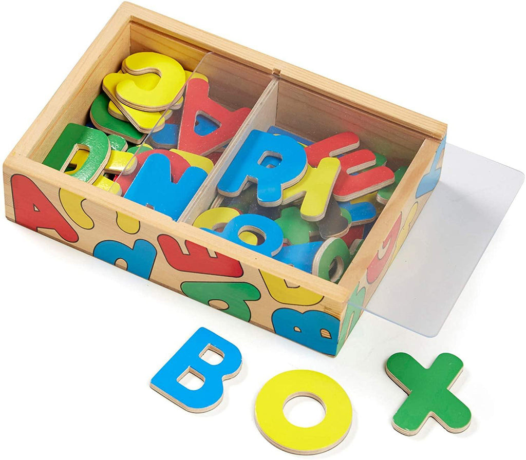 Melissa & Doug 52 Wooden Alphabet Magnets in a Box - Uppercase and Lowercase Letters - The mammy's